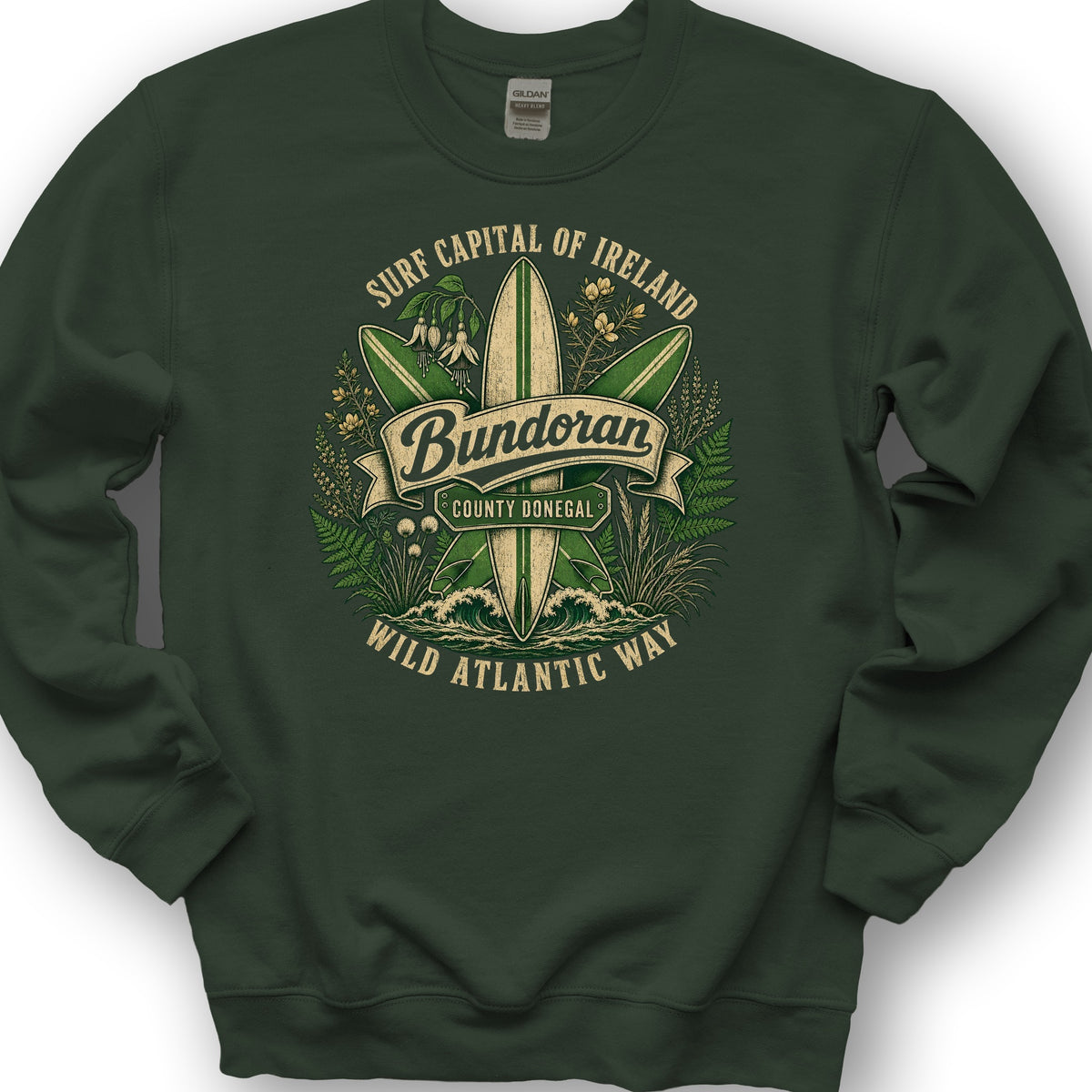 Bundoran Surf Capital Sweatshirt - Forest Green