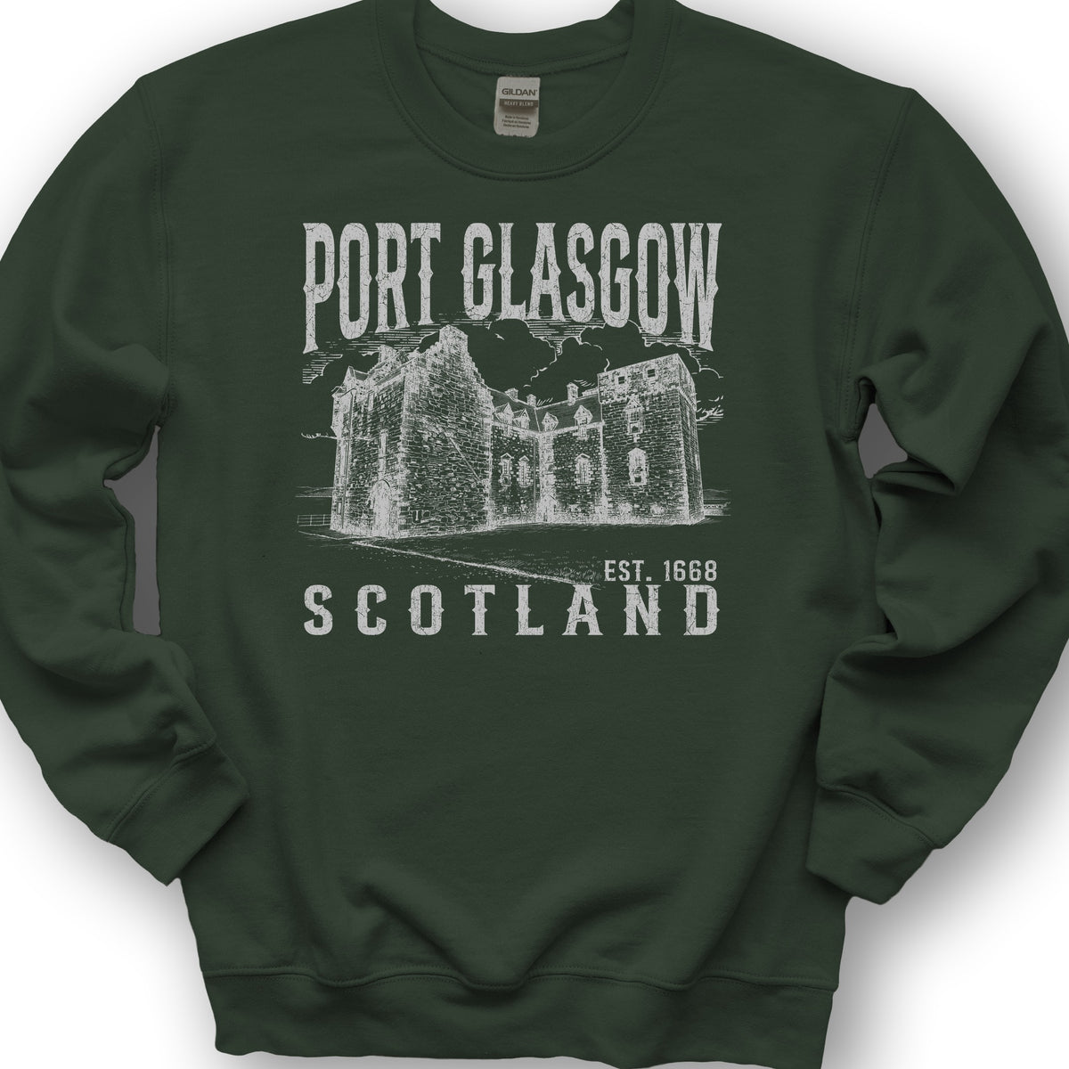 Port Glasgow Scotland Sketch Sweatshirt - Forest Green