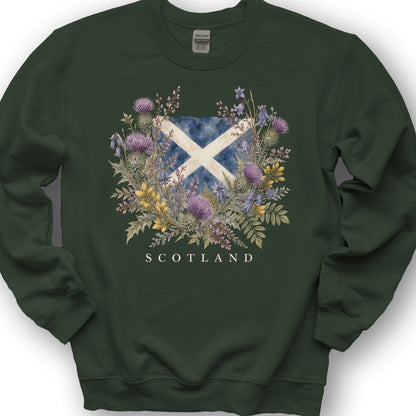 Botanical Scotland Flag Sweatshirt - Forest Green