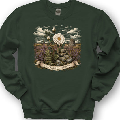 Culloden White Rose Sweatshirt - Forest Green