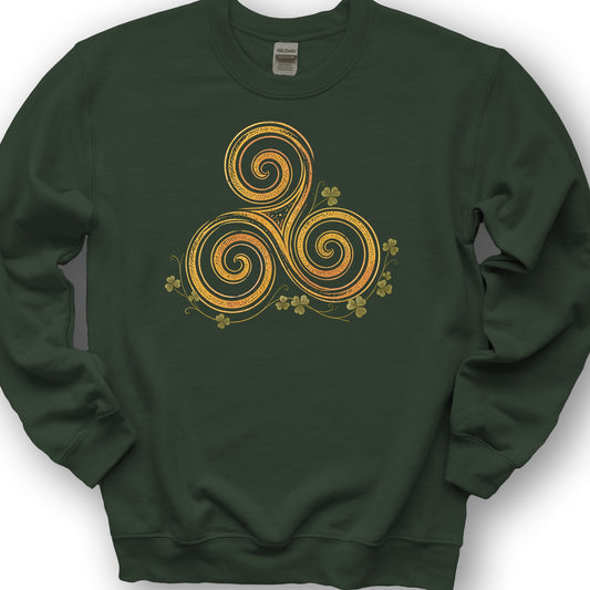 Irish Golden Triskele Sweatshirt - Forest Green