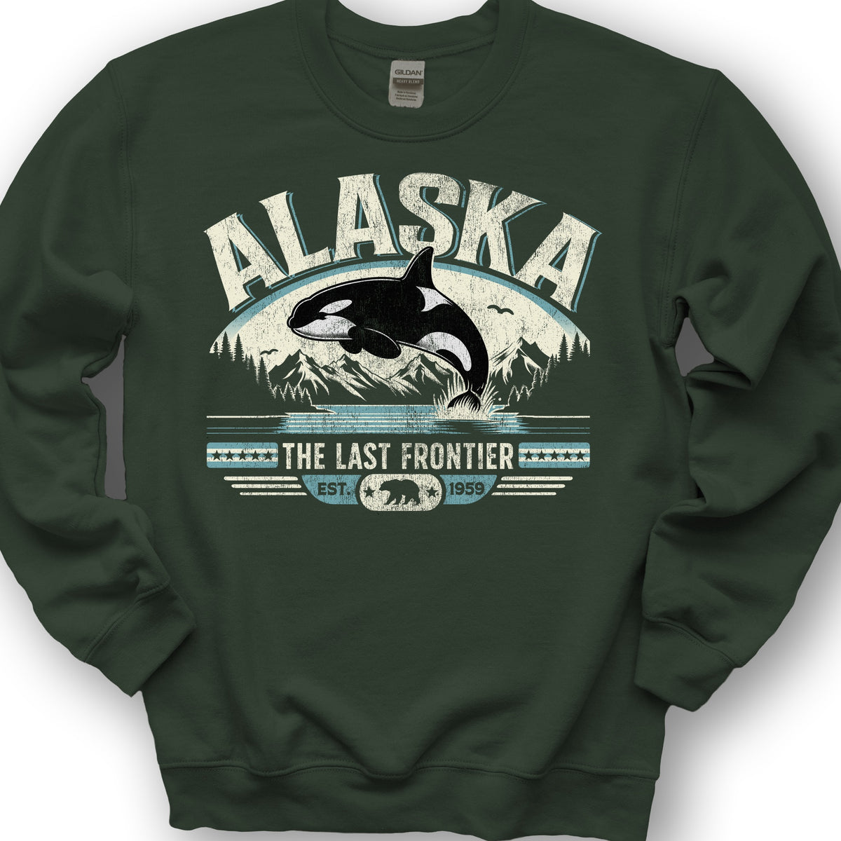 Alaska The Last Frontier "Orca" Sweatshirt - Forest Green