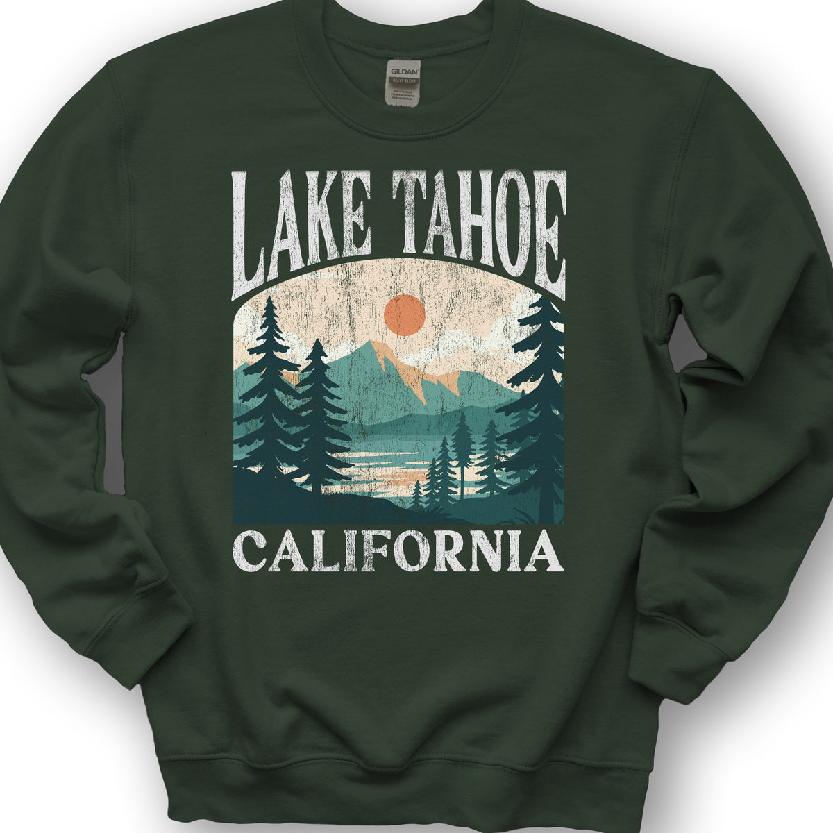 Lake Tahoe California "Big and Bold" Sweatshirt - Forest Green