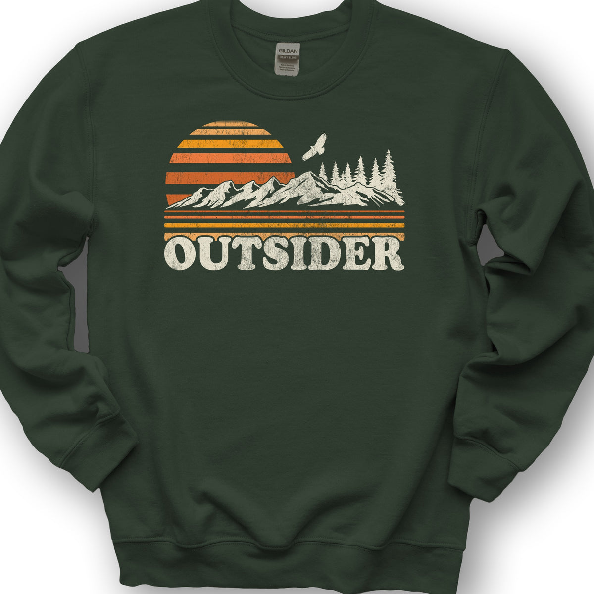 Outsider Vintage Mountains Sweatshirt - Forest Green