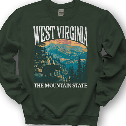 West Virginia Mountain State "Big and Bold" Sweatshirt - Forest Green