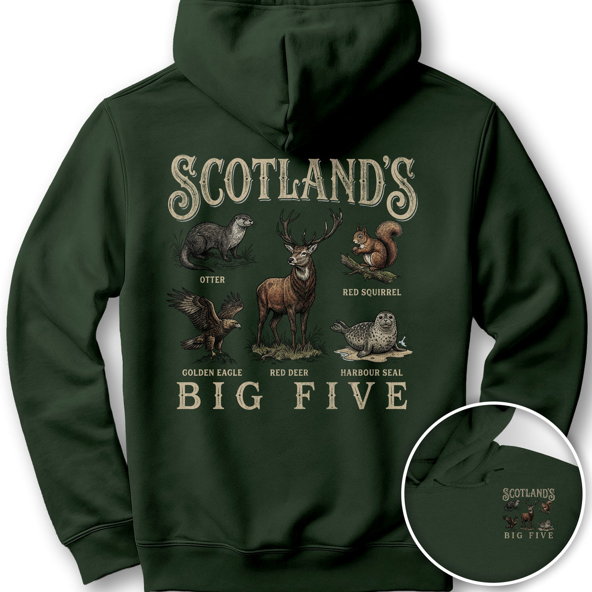 Scotland's Big Five Hoodie - Forest Green