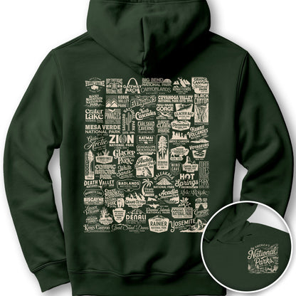 63 Vintage Parks Front/Back Print Hoodie - Forest Green