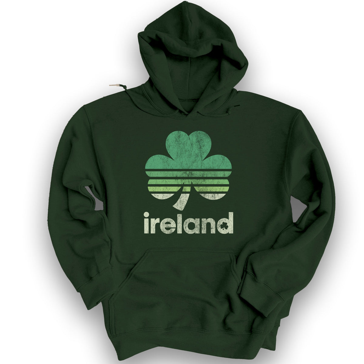 Ireland Retro Shamrock Hoodie - Forest Green