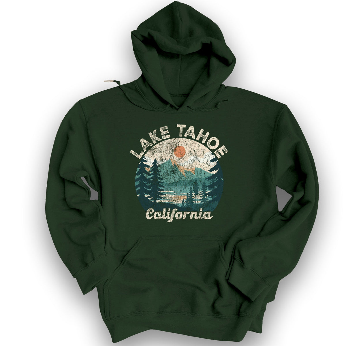 Lake Tahoe California Circle Hoodie - Forest Green
