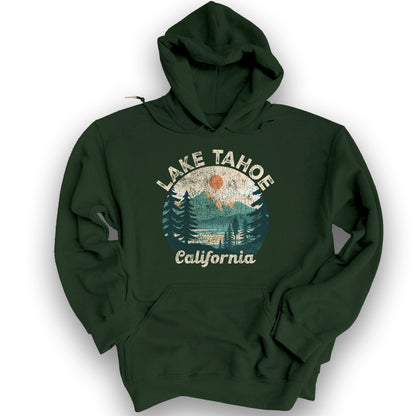 Lake Tahoe California Circle Hoodie - Forest Green