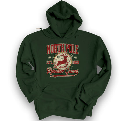 North Pole Annual Reindeer Games Hoodie - Forest Green