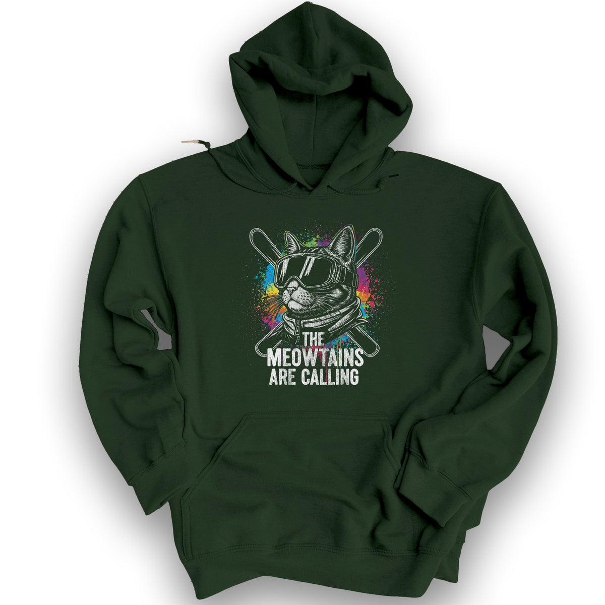 The Meowtains are Calling Hoodie - Forest Green