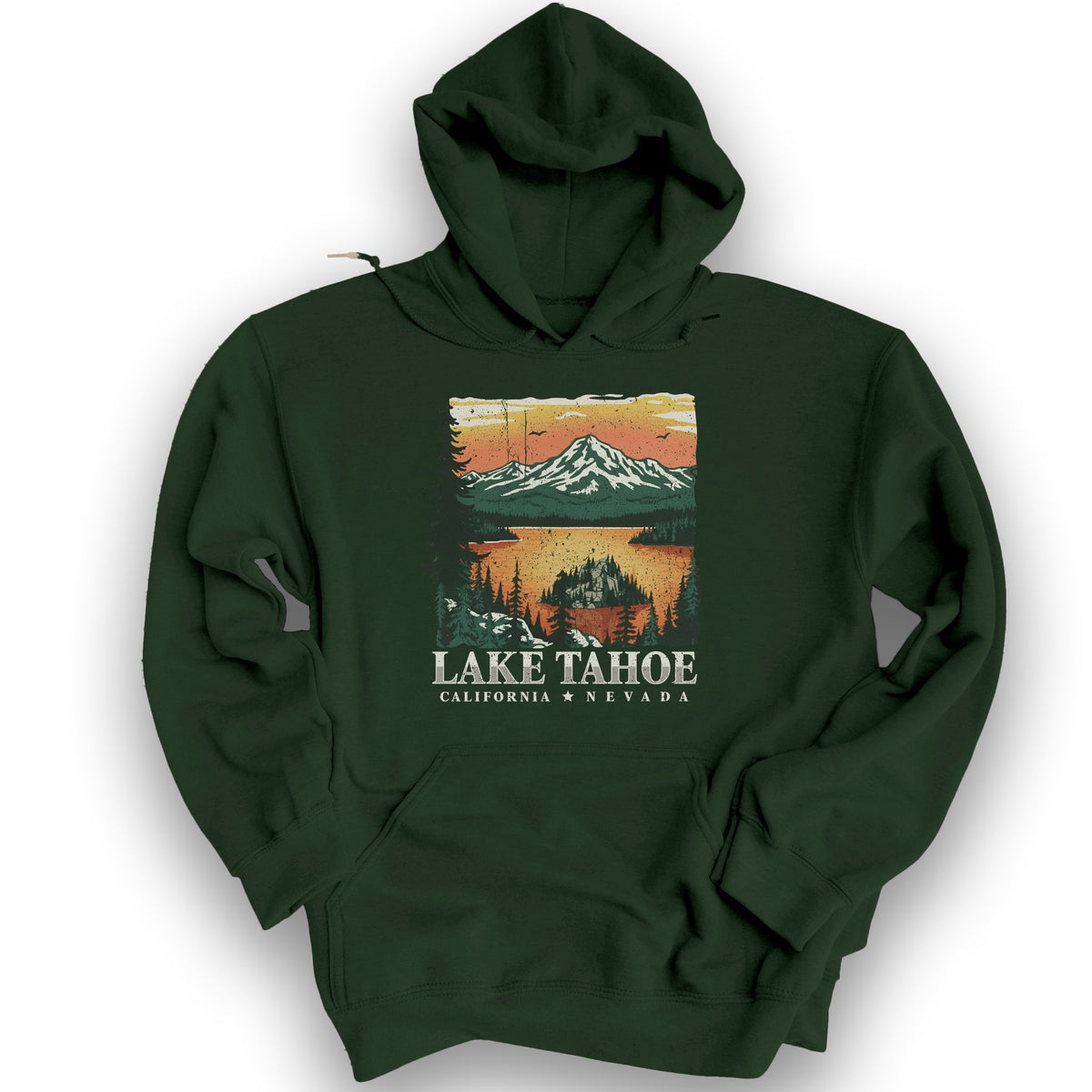 Lake Tahoe Emerald Bay Sunset Hoodie - Forest Green