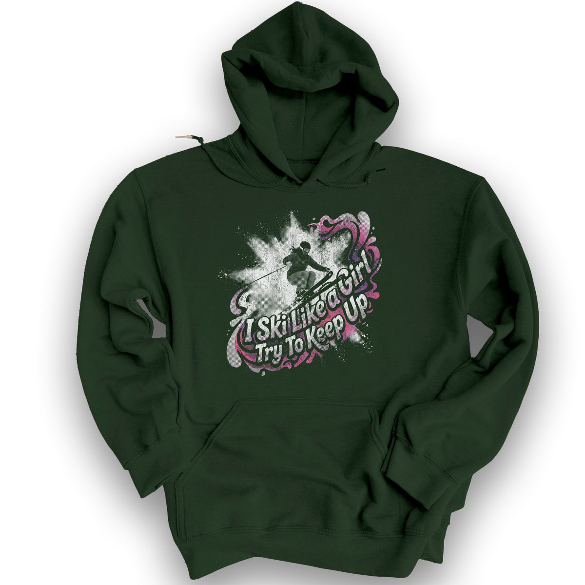 Ski Like a Girl Hoodie - Forest Green