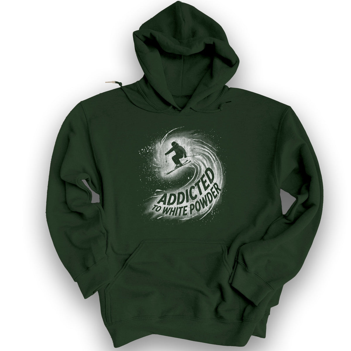 White Powder Skiing Hoodie - Forest Green