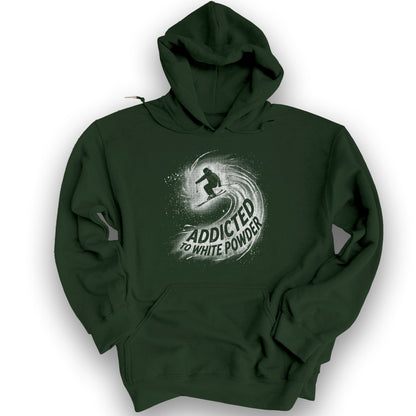 White Powder Skiing Hoodie - Forest Green