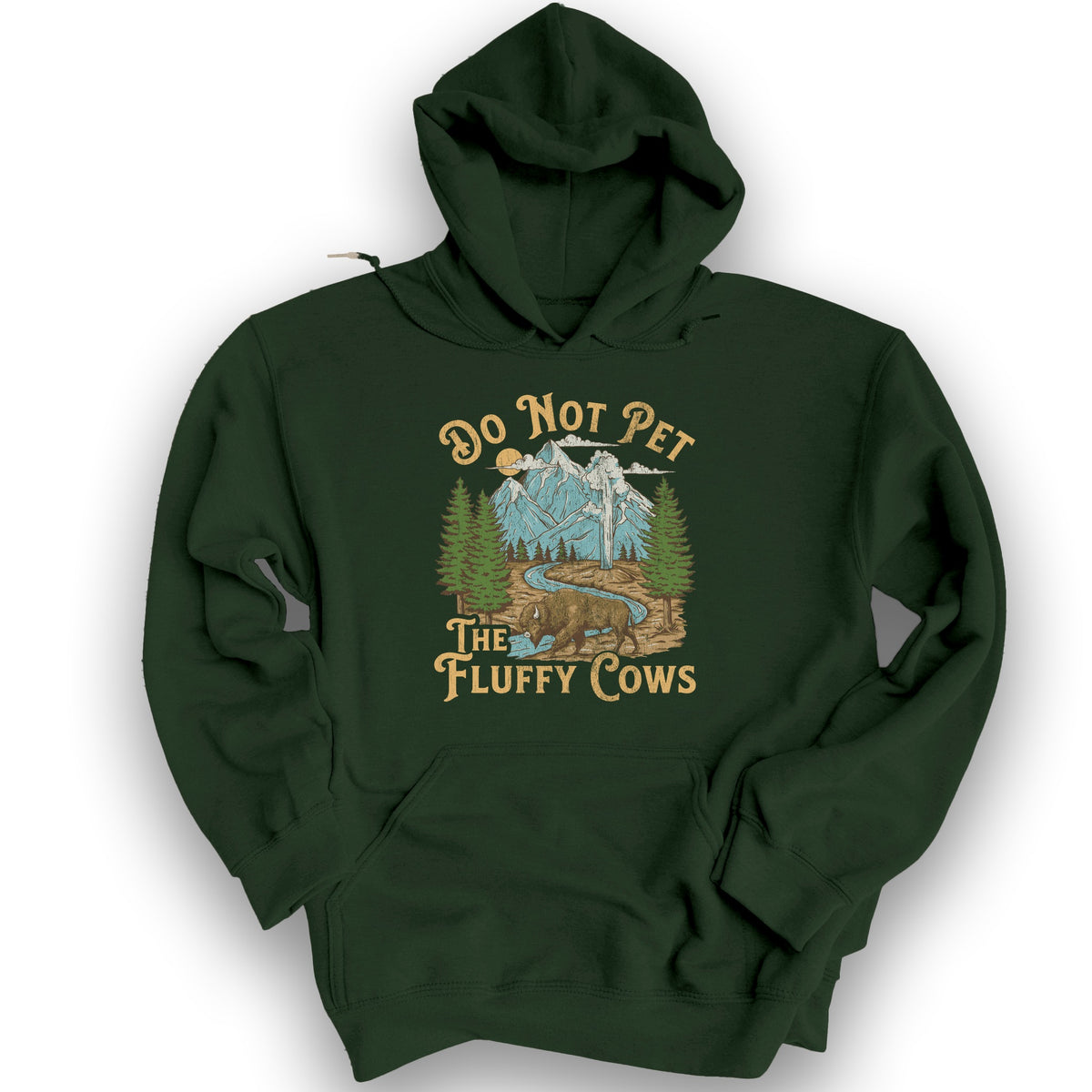 Fluffy Cows Yellowstone Hoodie - Forest Green