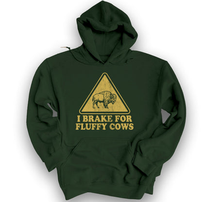 Brake For Fluffy Cows Hoodie - Forest Green