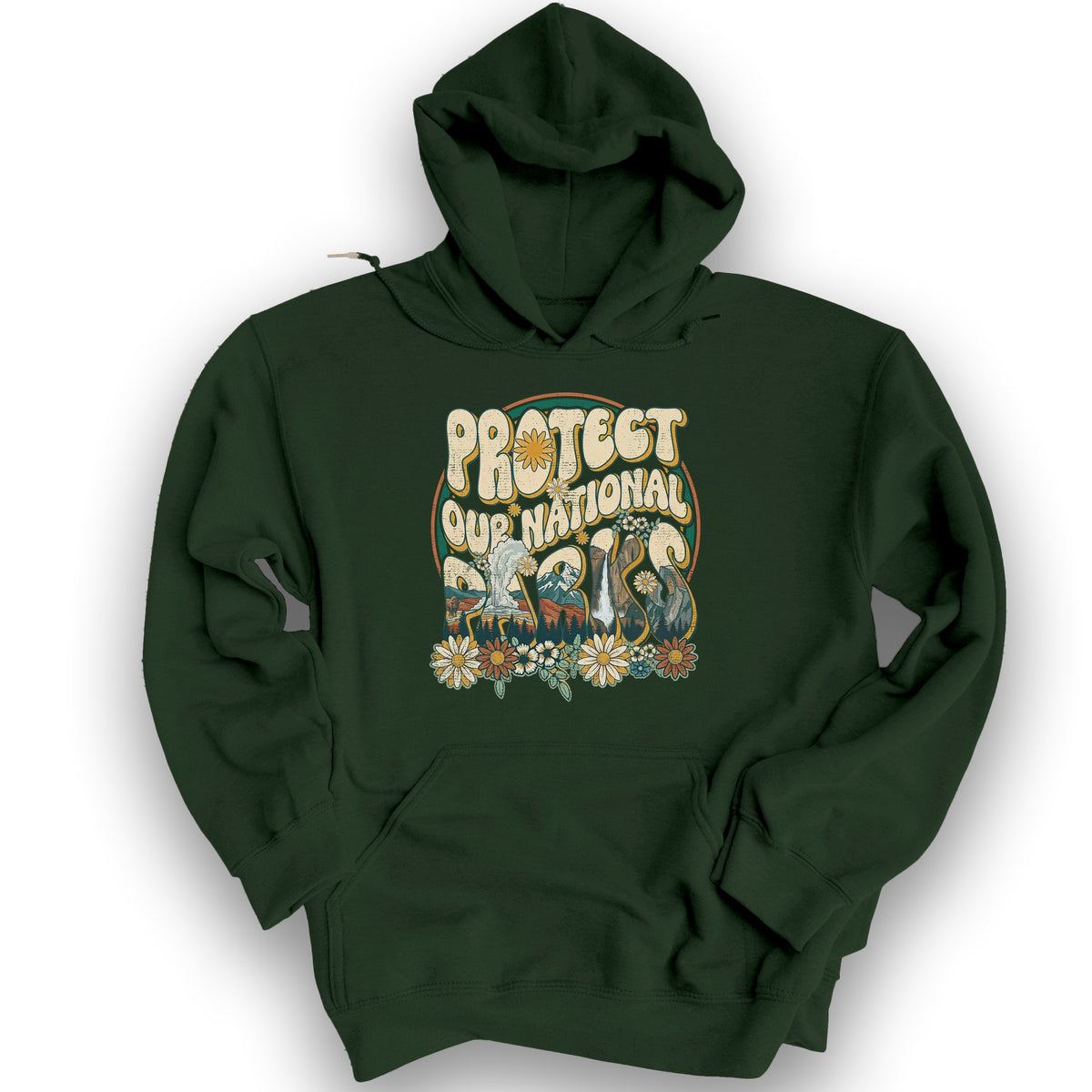 Protect Our Parks Groovy Hoodie - Forest Green