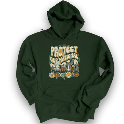 Protect Our Parks Groovy Hoodie - Forest Green