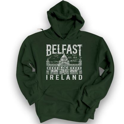 Belfast Ireland Hoodie - Forest Green