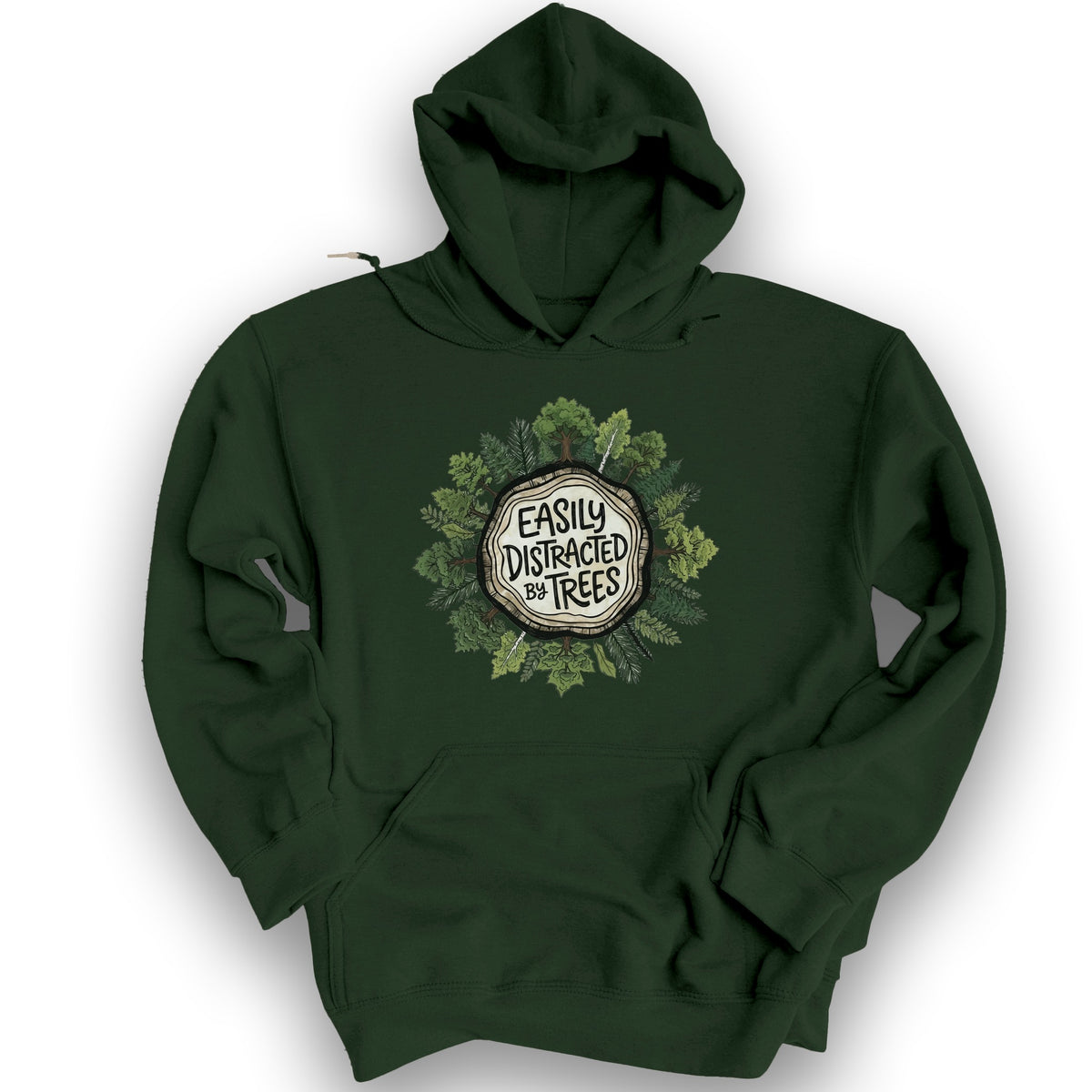 Distracted By Trees Hoodie - 2026031801 - Forest Green