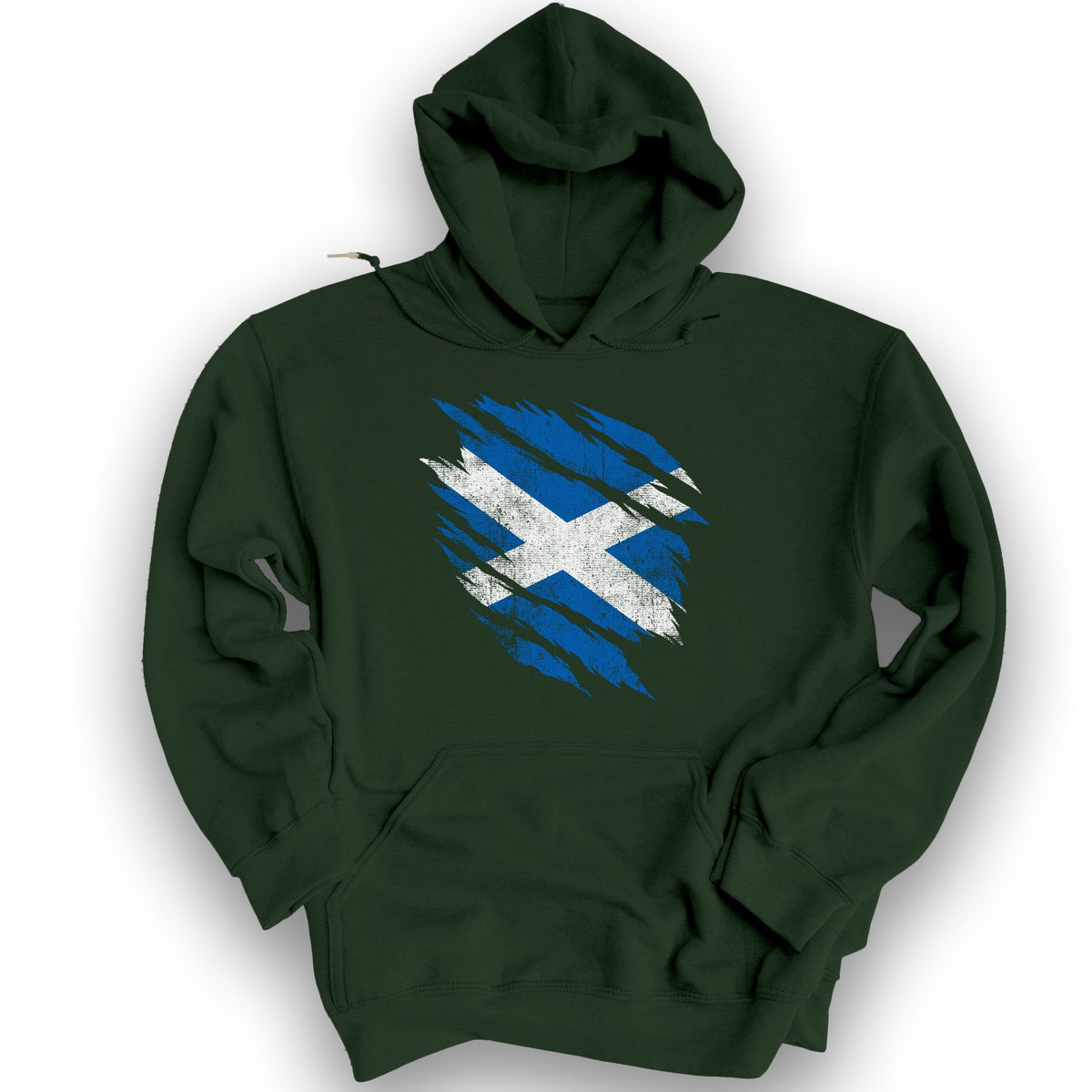 Scotland Weathered Flag Hoodie - Forest Green