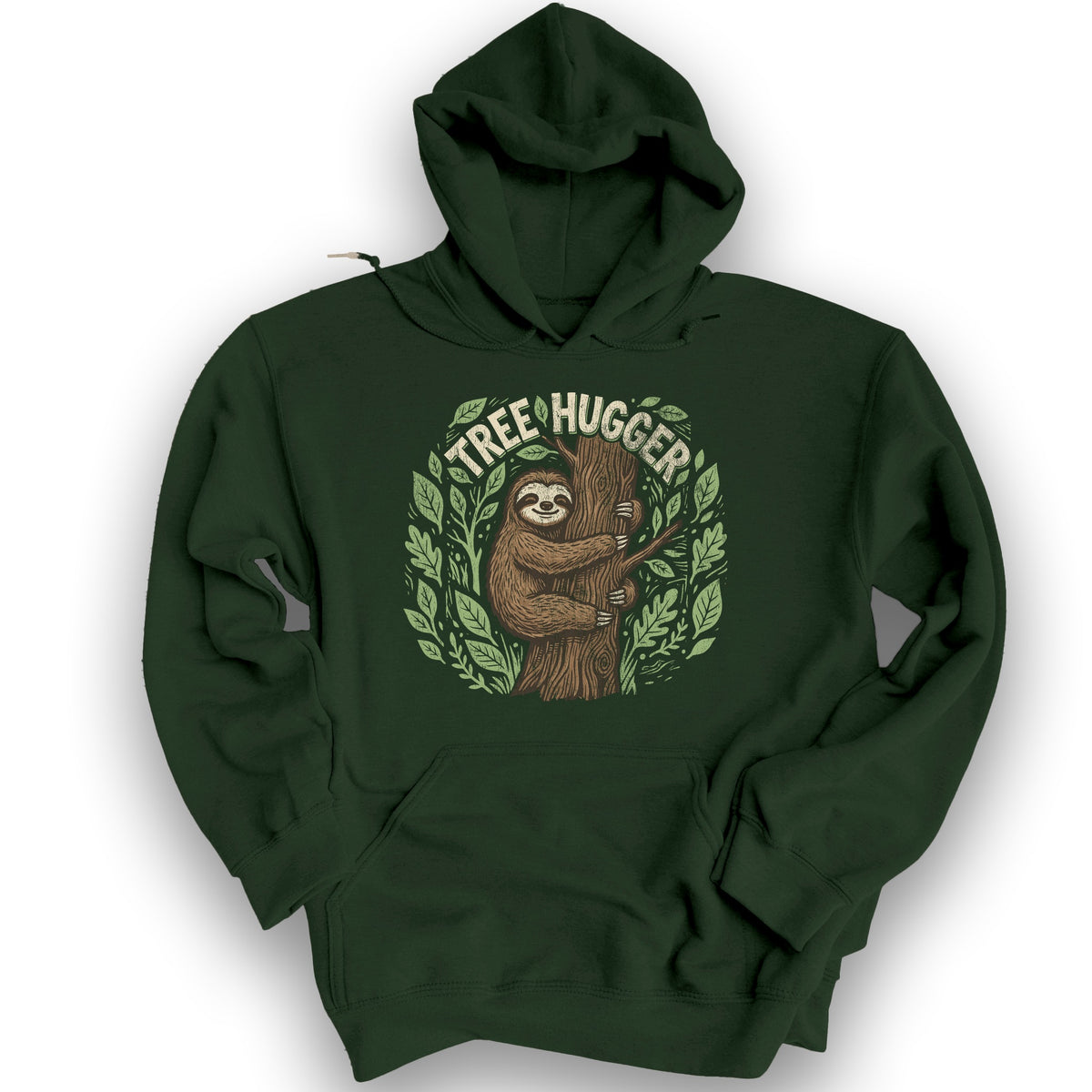 Tree Hugger Sloth Hoodie - Forest Green