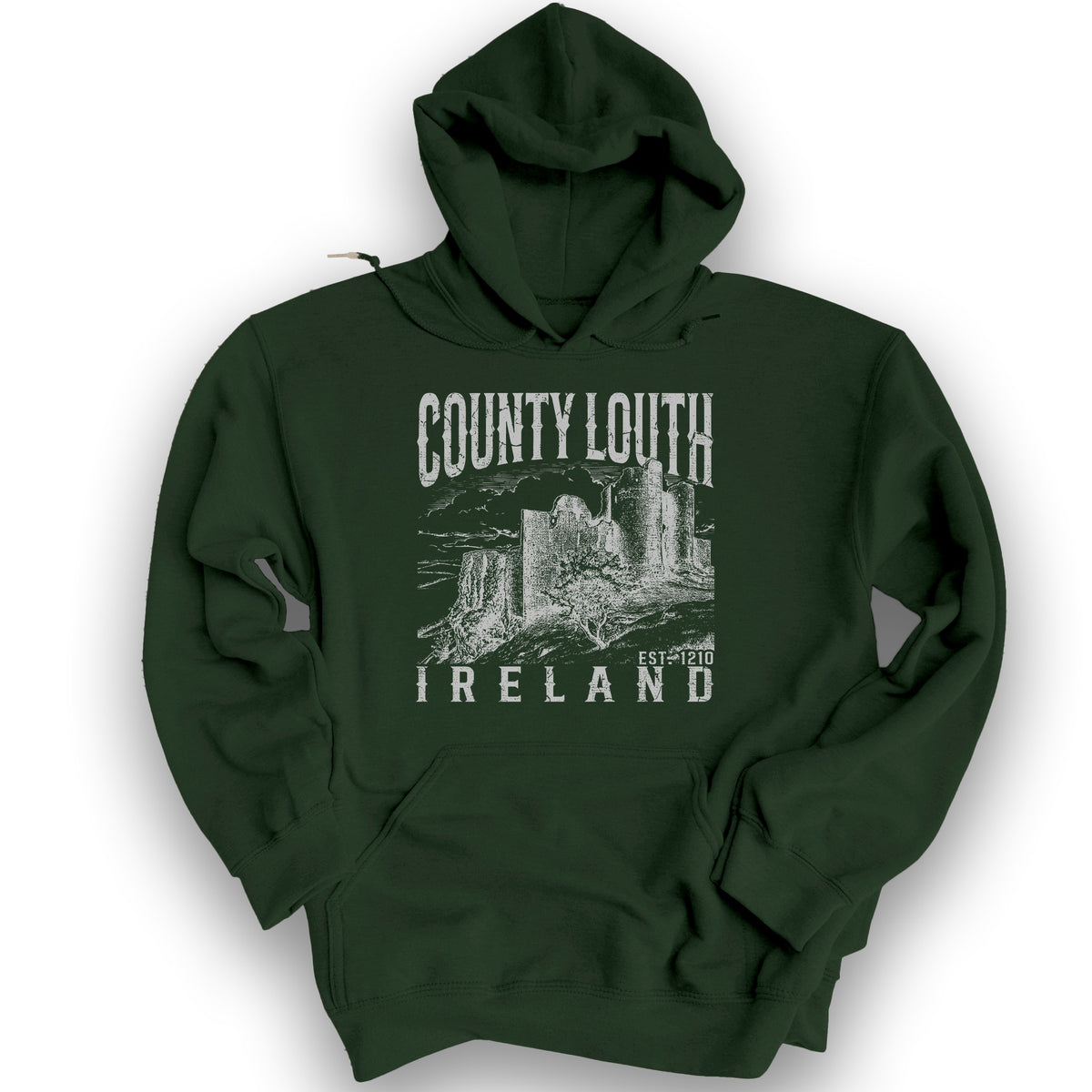 County Louth Ireland Hoodie - Forest Green