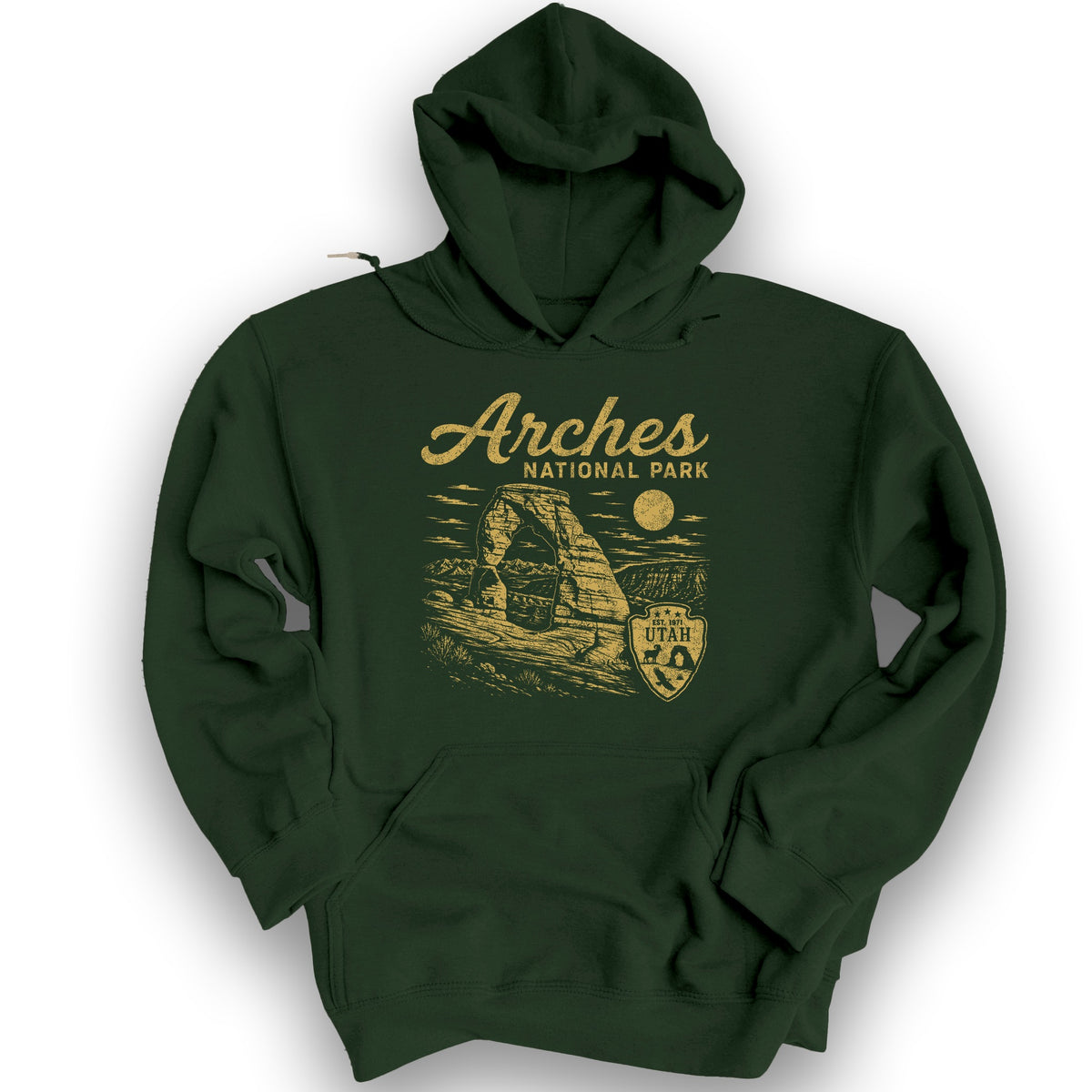 Arches Vintage Sketch Hoodie - Forest Green