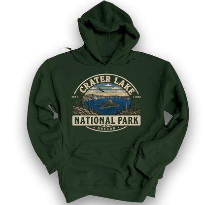 Crater Lake Medallion Hoodie - Forest Green