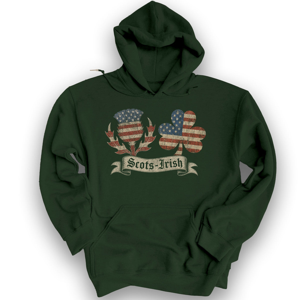 Scots-Irish Thistle Shamrock Flag Hoodie - Forest Green