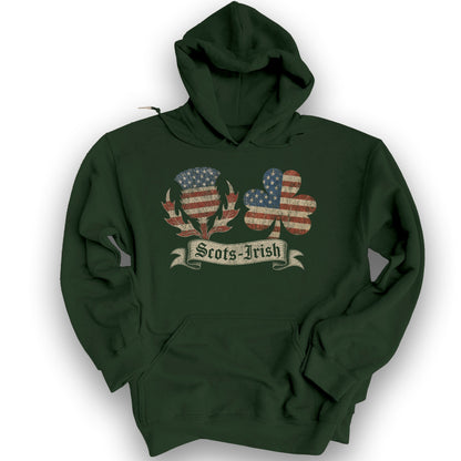 Scots-Irish Thistle Shamrock Flag Hoodie - Forest Green