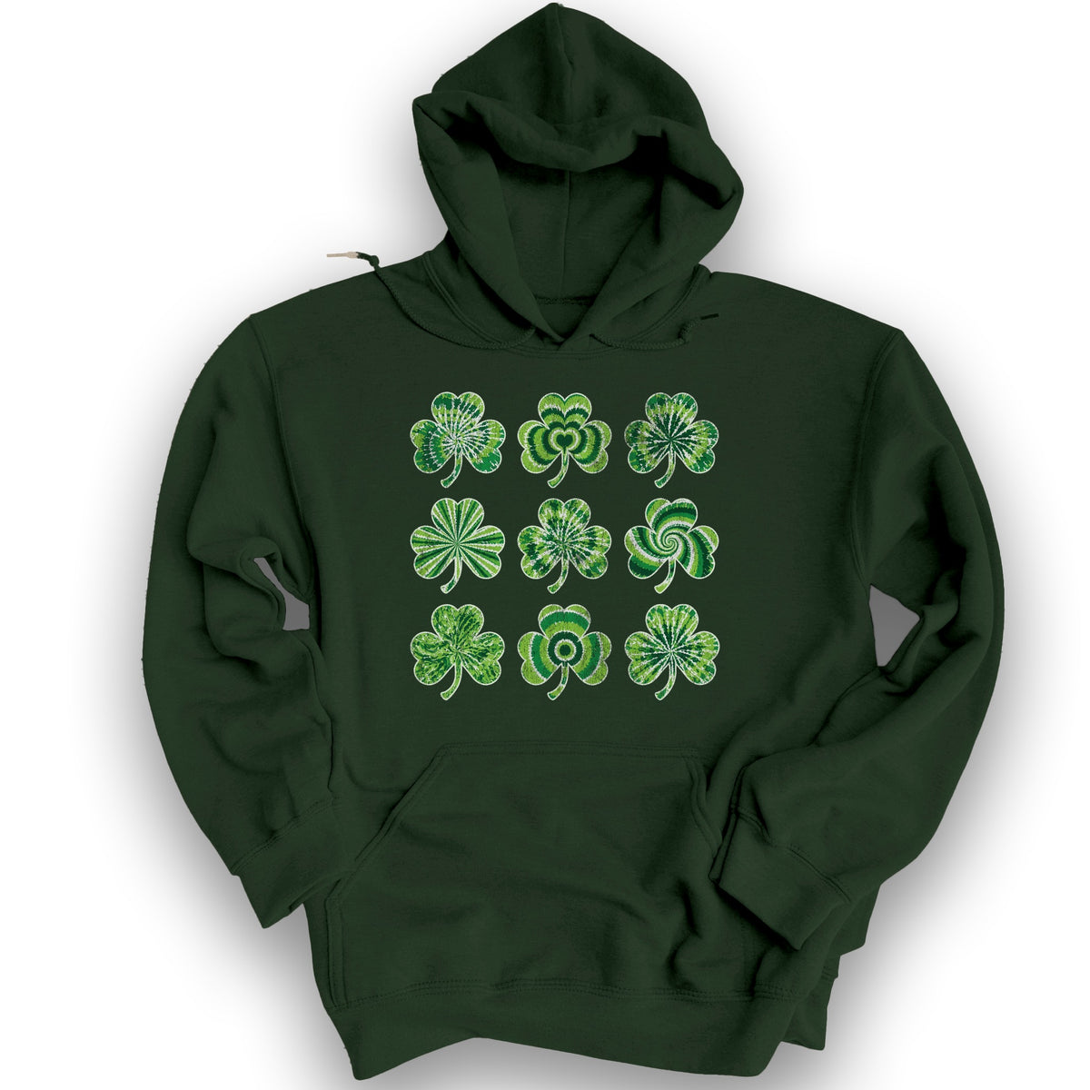 Tie-Dye Shamrocks Hoodie - Forest Green