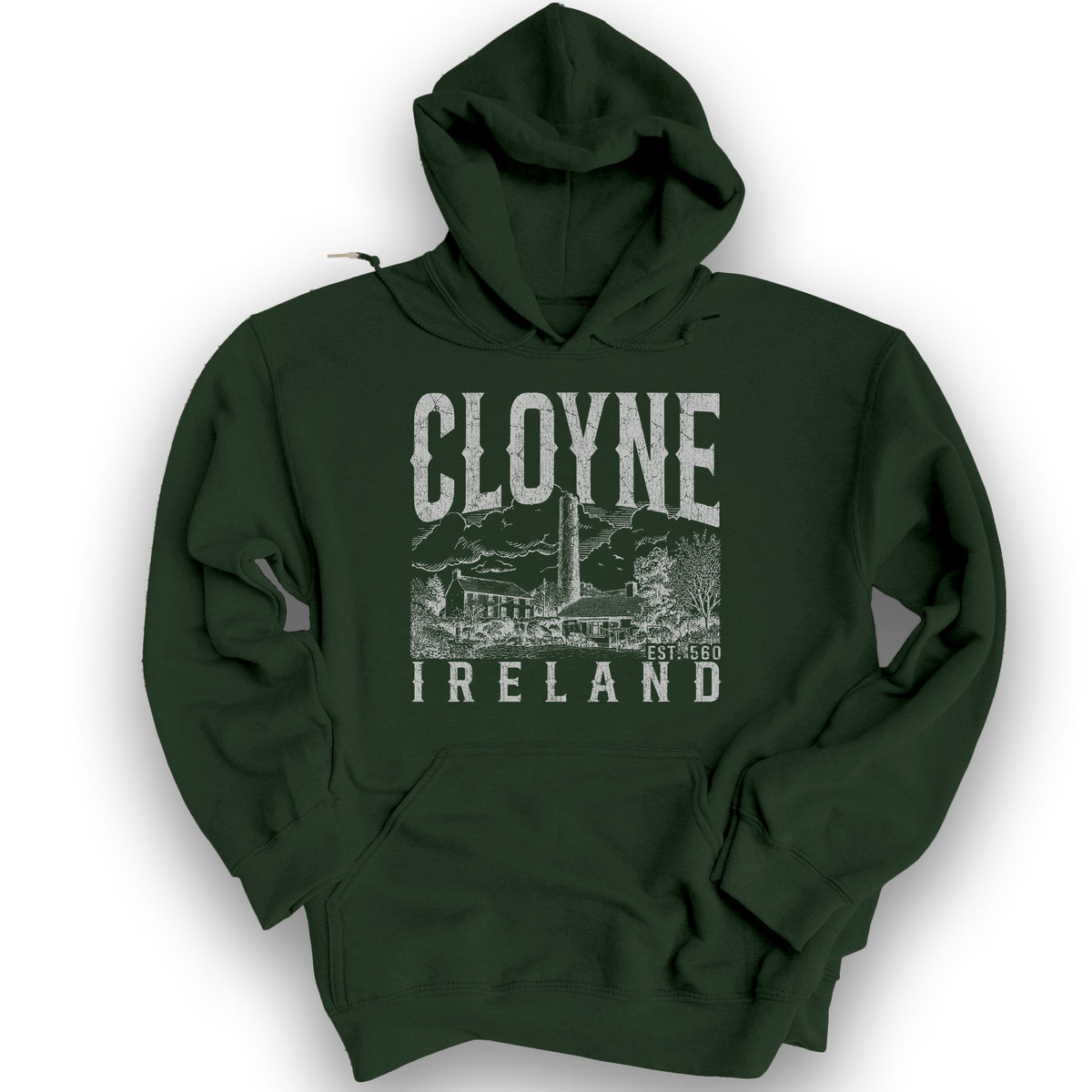 Cloyne Ireland Sketch Hoodie - Forest Green