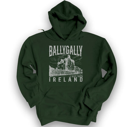 Ballygally Ireland Sketch Hoodie - Forest Green