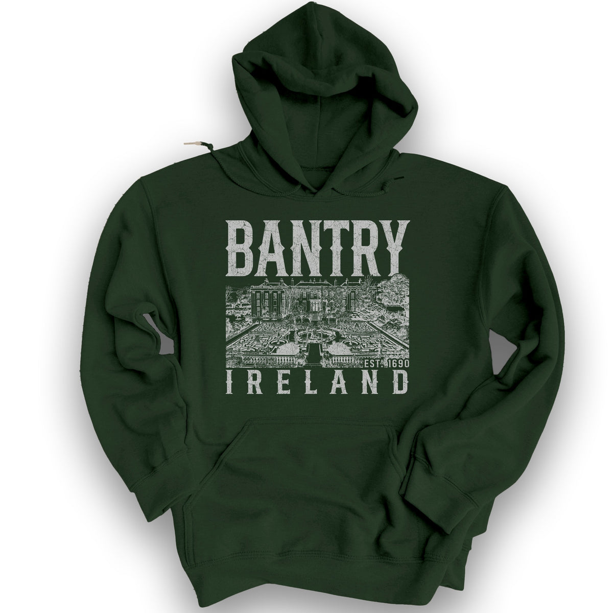 Bantry Ireland Sketch Hoodie - Forest Green