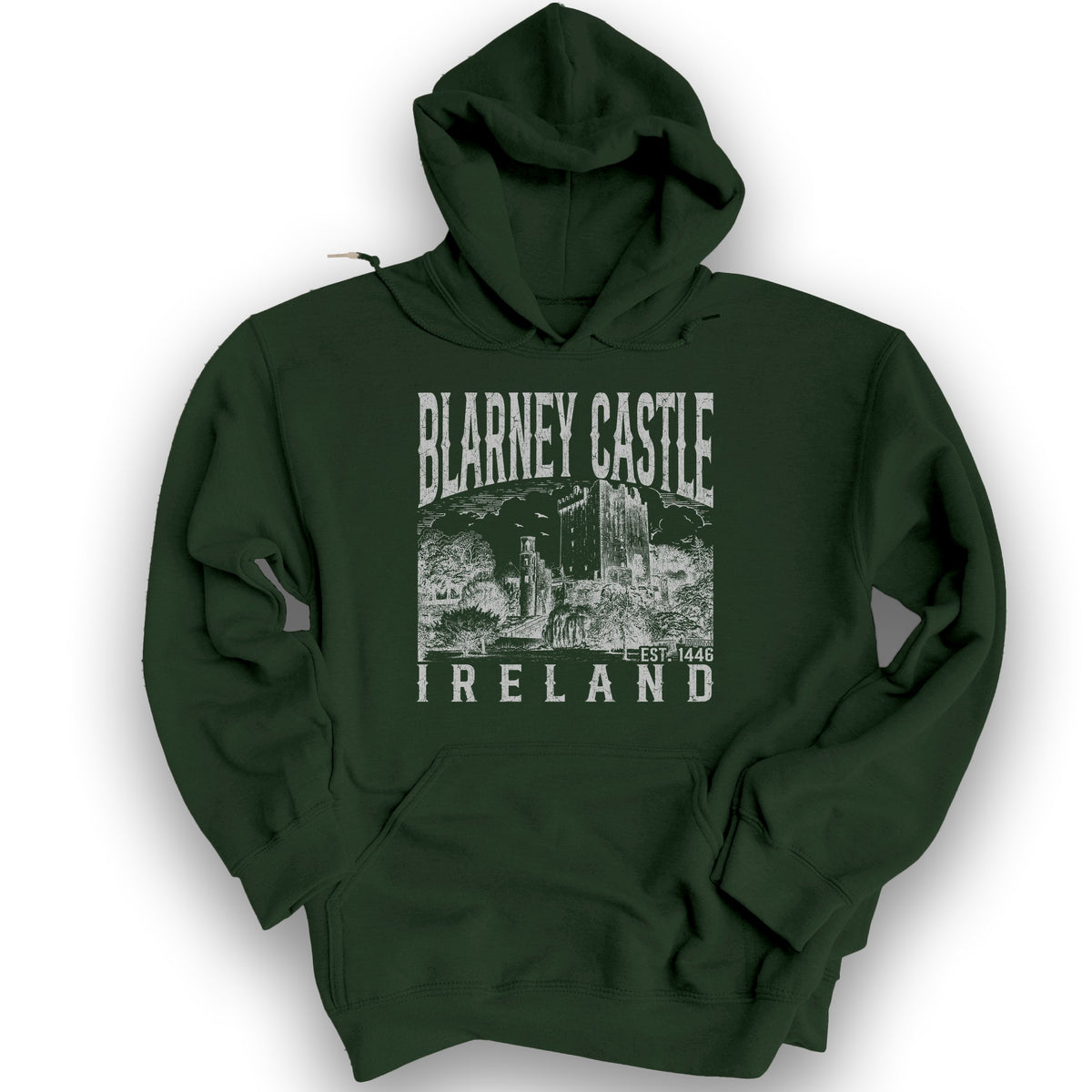 Blarney Castle Ireland Sketch Hoodie - Forest Green