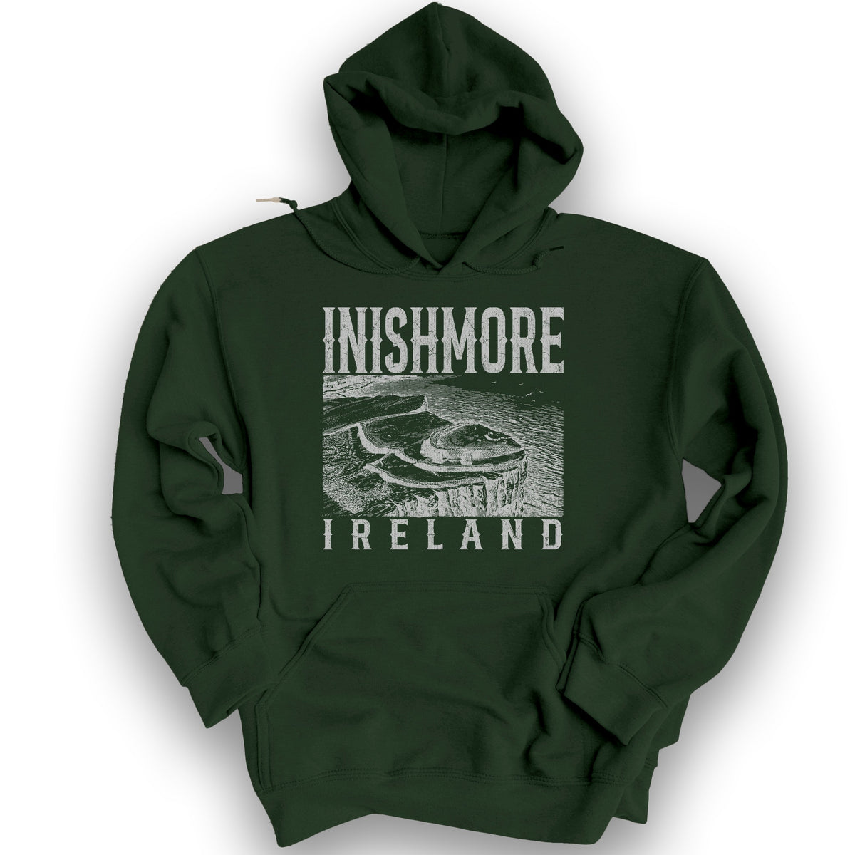 Inishmore Ireland Sketch Hoodie - Forest Green