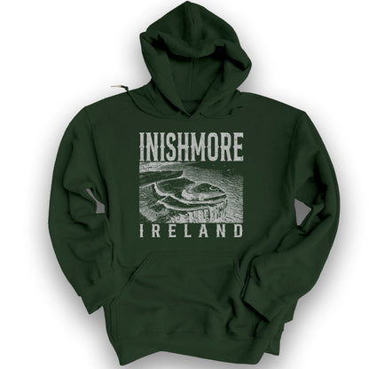 Inishmore Ireland Sketch Hoodie - Forest Green