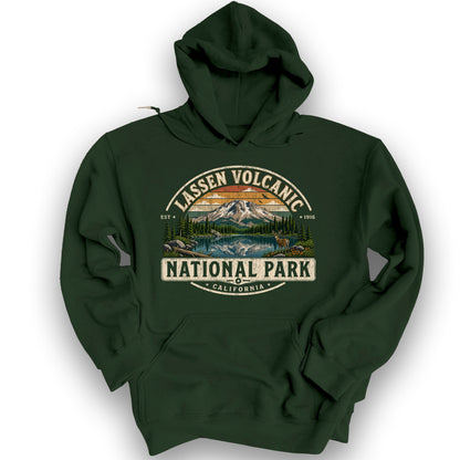 Lassen Volcanic Medallion Hoodie - Forest Green