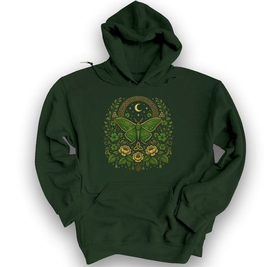 Irish Lunar Moth Hoodie - Forest Green