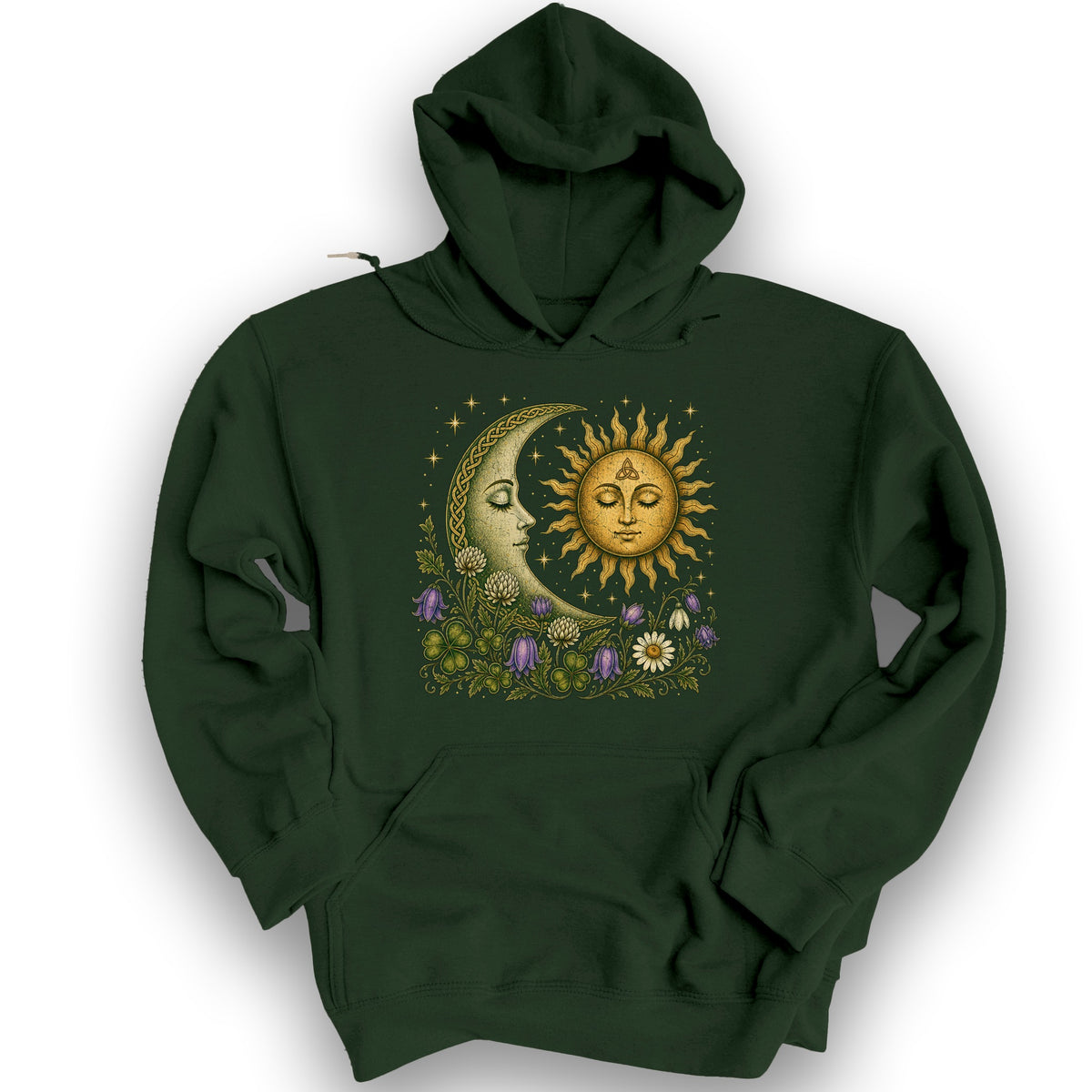 Irish Celtic Celestial Hoodie - Forest Green