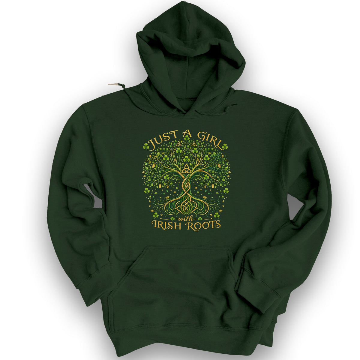 Irish Roots Girl Hoodie - Forest Green