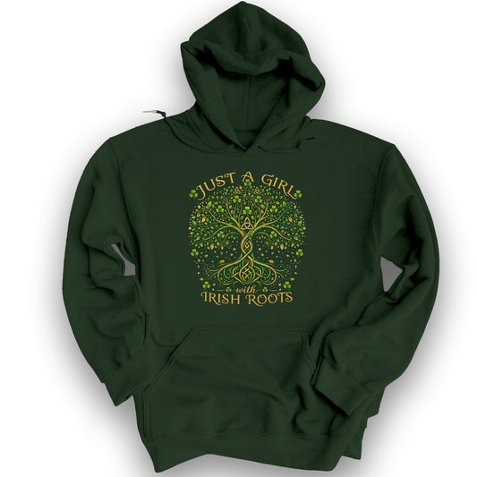 Irish Roots Girl Hoodie - Forest Green