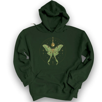 Mystic Lunar Moth Hoodie - Forest Green