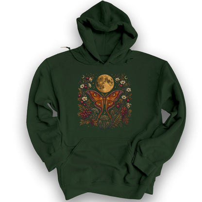 Harvest Moon Moth Hoodie - Forest Green