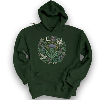 Scotland Thistle Doves Hoodie - Forest Green