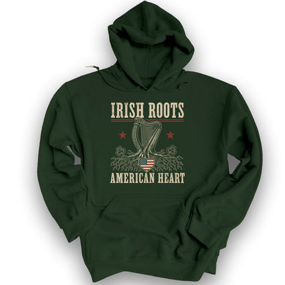 Irish Roots Harp Hoodie - Forest Green