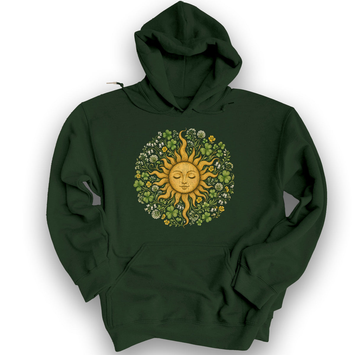 Shamrock Celestial Sun Hoodie - Forest Green